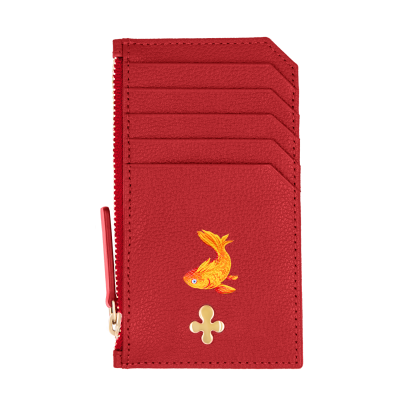 Card holder skórzany w kolorze czerwonym