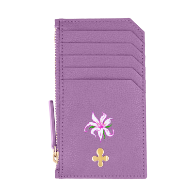 Card holder skórzany w kolorze fioletowym
