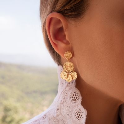 Kolczyki Boho 5 elementów pozłacane