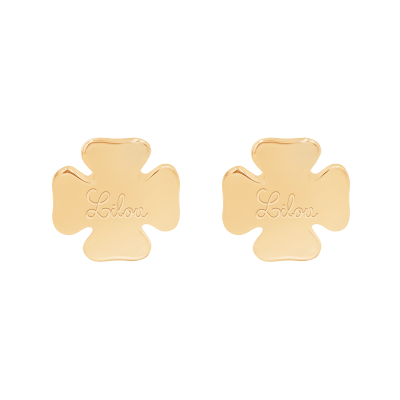 Kolczyki koniczynki pozłacane z logo Lilou