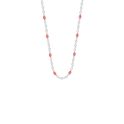 Naszyjnik 42+5 cm, koralowa emalia, posrebrzany