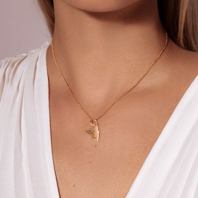 Naszyjnik z pozłacanym Aniołkiem z ażurowym skrzydłem 1,5 cm, na cienkim klasycznym łańcuszku