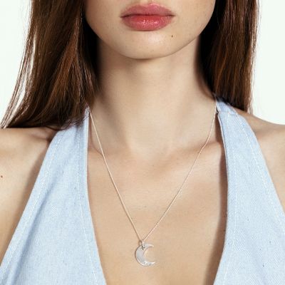 Naszyjnik Lune srebrny na cienkim klasycznym łańcuszku