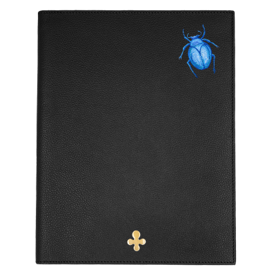 Notes skórzany w kolorze czarnym pozłacany
