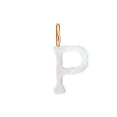 Literka P z masy perłowej pozłacana