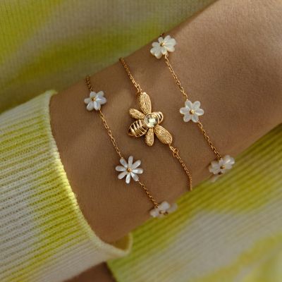 Bransoletka łańcuszkowa Honey z kwarcem, pozłacana
