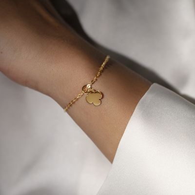 Bransoletka z koniczyną 1 cm ze złota próby 585