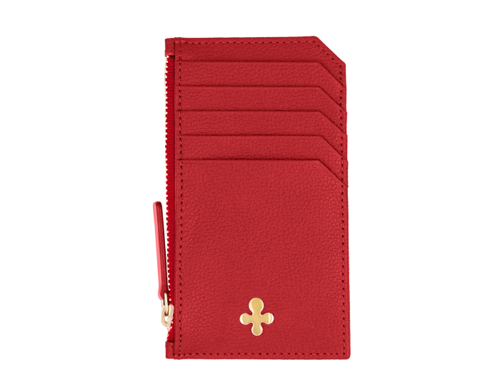 Card holder skórzany w kolorze czerwonym