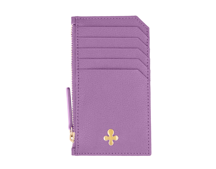Card holder skórzany w kolorze fioletowym