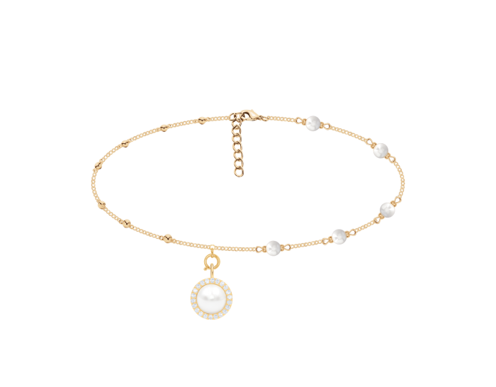 Choker Pearls pozłacany i zawieszka Cosmos z białą perłą no.2 pozłacana