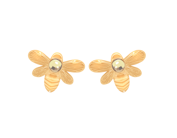 Kolczyki sztyfty Honey z kwarcem, pozłacane