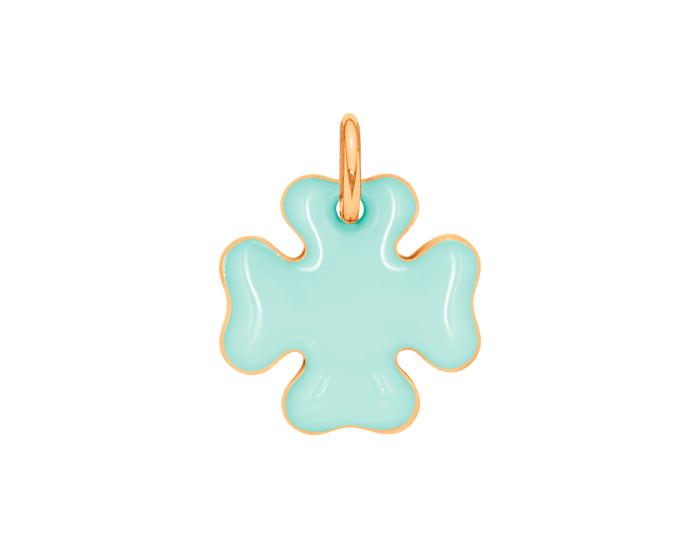 Koniczyna 1,5 cm miętowa emalia pozłacana