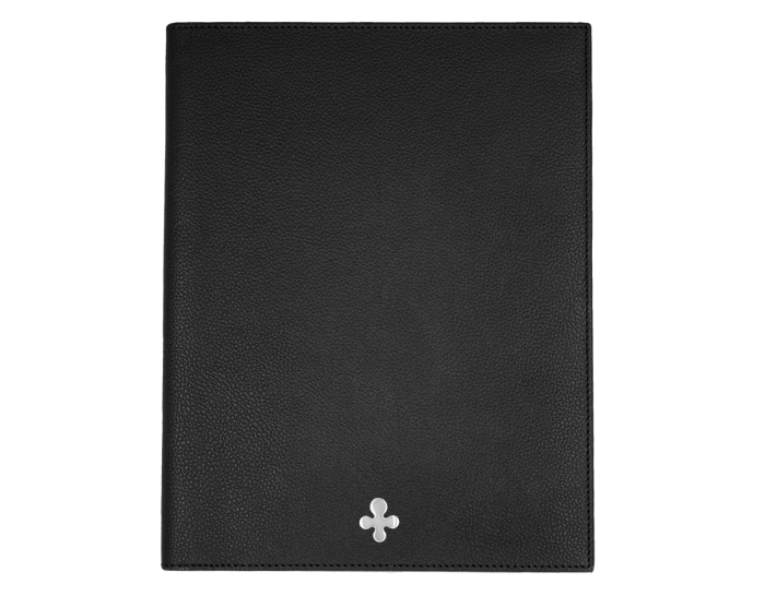 Notes skórzany w kolorze czarnym srebrny