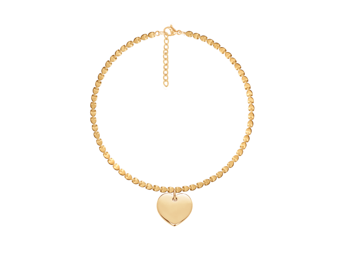 Bransoletka Hearts z zawieszką serce pozłacana 16+3,5 cm