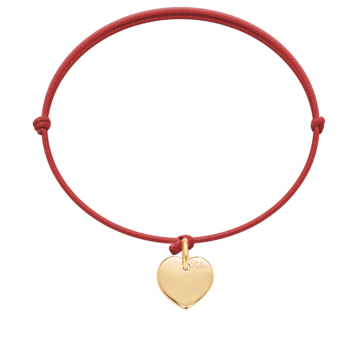 Bransoletka z pozłacanym emaliowanym sercem na czerwonym sznurku