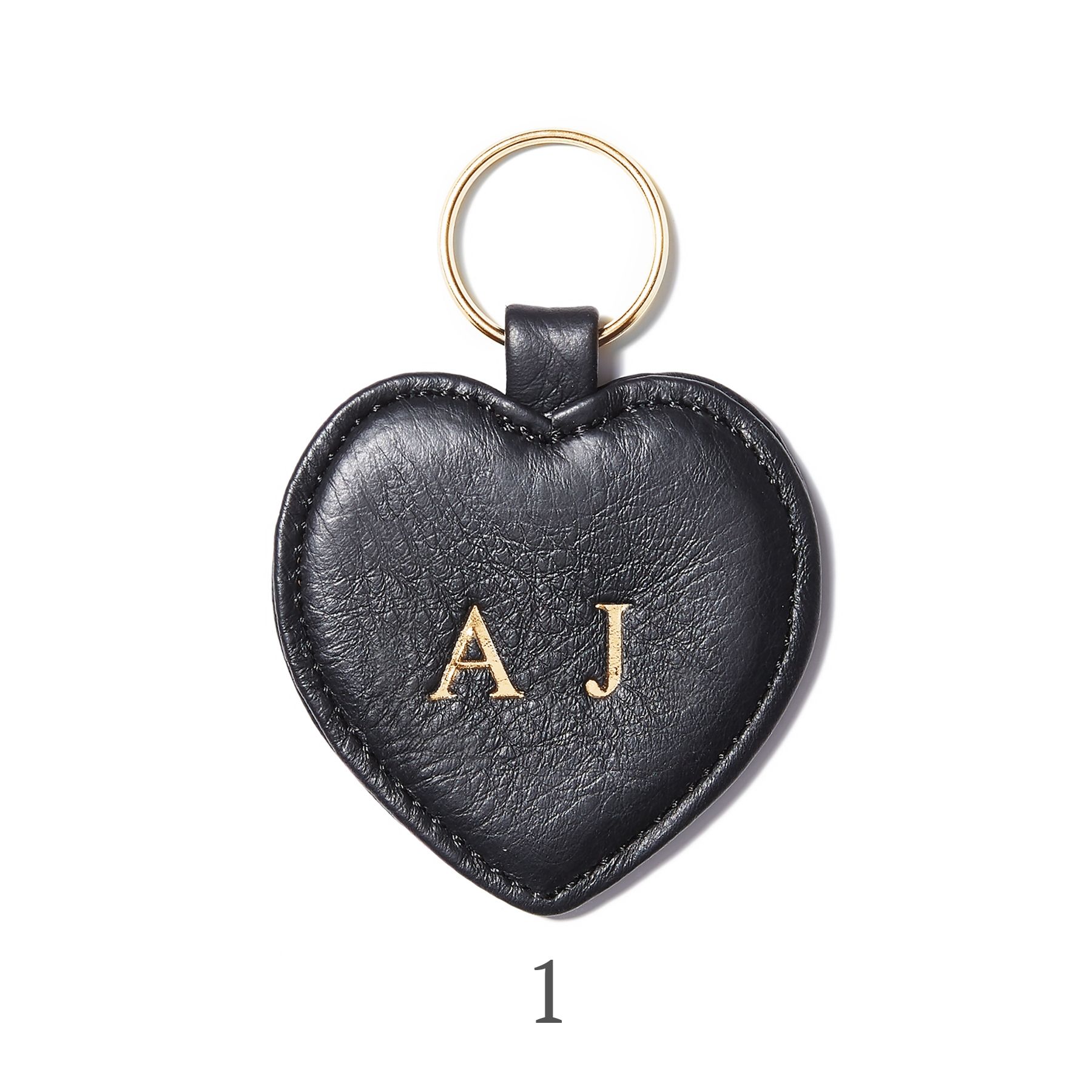 Personalizowany brelok w kształcie serca, czarny, okucia w kolorze złotym