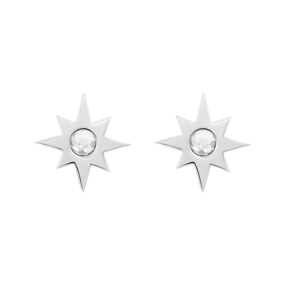 Kolczyki Star srebrne z białym kwarcem