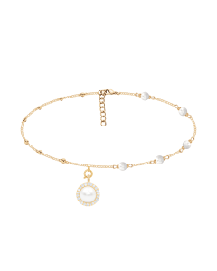 Choker Pearls pozłacany i zawieszka Cosmos z białą perłą no.2 pozłacana