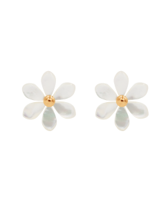 Kolczyki Flowers na sztyfcie pozłacane z niezapominajkami z masy perłowej