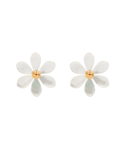 Kolczyki Flowers na sztyfcie pozłacane z niezapominajkami z masy perłowej