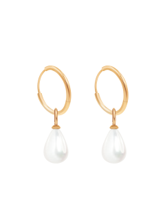Kolczyki koła 1,4 cm z zawieszkami Pearls, pozłacane