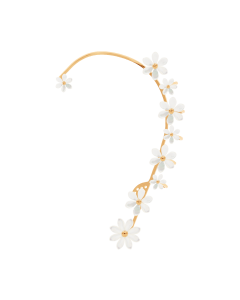 Nausznica Flowers pozłacana z niezapominajkami z masy perłowej lewa
