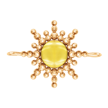 Element płaski Sun z żółtym kwarcem 2,5 cm pozłacany