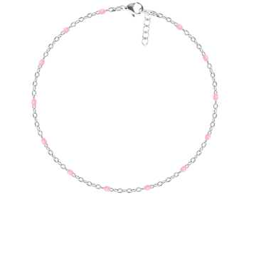 Bransoletka 16+5 cm, różowa emalia, posrebrzana