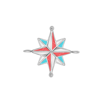 Zawieszka płaska Kompas 1,5 cm, posrebrzana