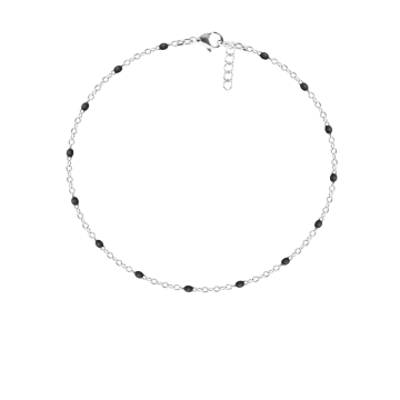 Bransoletka 16+5 cm, czarna emalia, posrebrzana