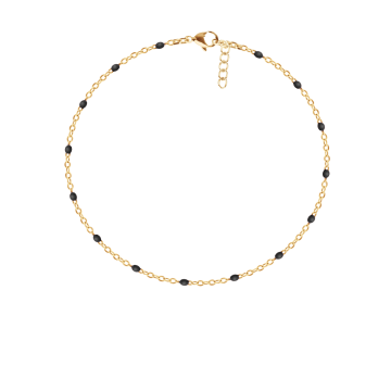 Bransoletka 16+5 cm, czarna emalia, pozłacana