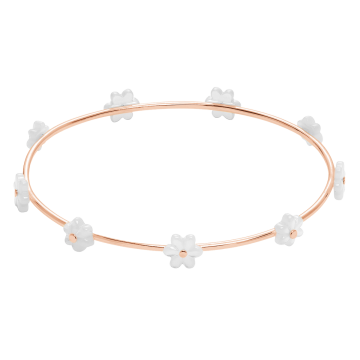 Bransoletka Flowers różowe pozłocenie z niezapominajkami z masy perłowej 60 mm