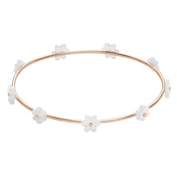 Bransoletka Flowers różowe pozłocenie z niezapominajkami z masy perłowej 65 mm