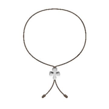 Bransoletka z Clover Lock z białego złota próby 585 na cienkim sznurku w kolorze ciemnego cappuccino