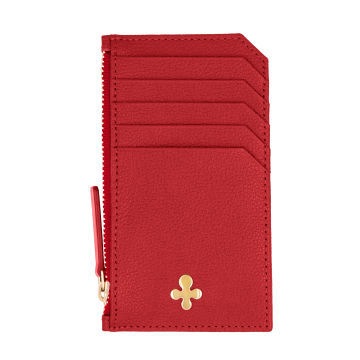 Card holder skórzany w kolorze czerwonym