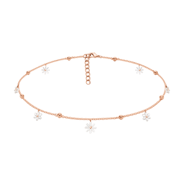 Choker Flowers różowe pozłocenie z niezapominajkami z masy perłowej