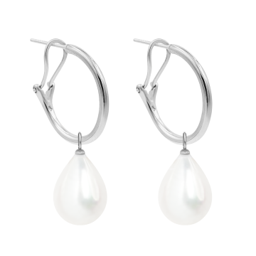 Kolczyki koła 2 cm z zawieszkami Pearls posrebrzane