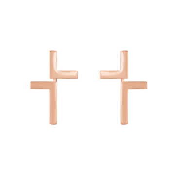 Kolczyki Cross różowe pozłocenie