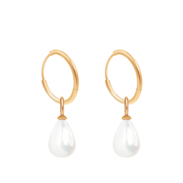Kolczyki koła 1,4 cm z zawieszkami Pearls, pozłacane