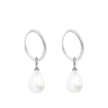 Kolczyki koła 1,4 cm z zawieszkami Pearls, posrebrzane