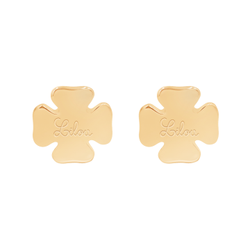 Kolczyki koniczynki pozłacane z logo Lilou