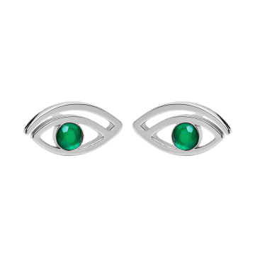 Kolczyki Lucky Eye z zielonym onyksem srebrne