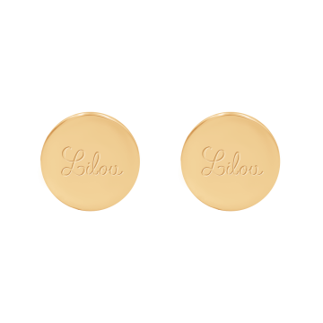 Kolczyki medaliki pozłacane z logo Lilou