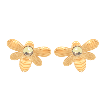 Kolczyki sztyfty Honey z kwarcem, pozłacane