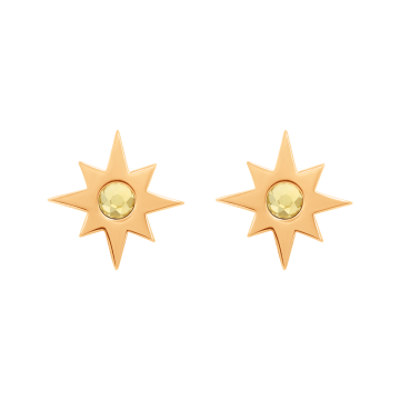 Kolczyki Star pozłacane z cytrynem