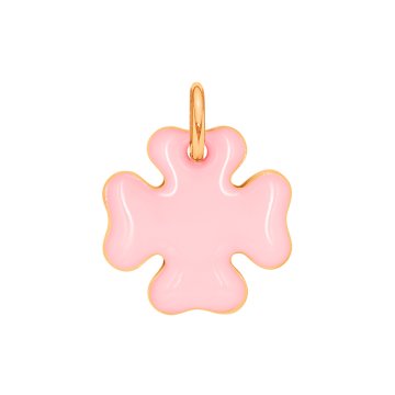 Koniczynka 1,5 cm różowa emalia pozłacana