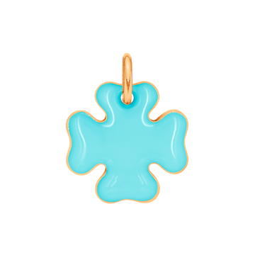 Koniczynka 1,5 cm turkusowa emalia pozłacana