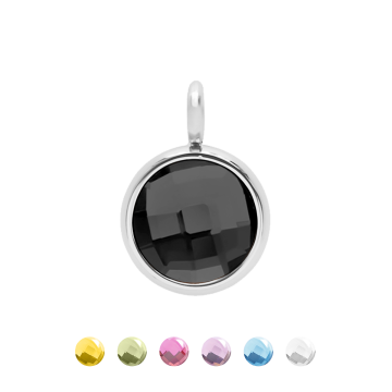 Zawieszka wisząca One Pendant 1 cm z czarnym kwarcem, posrebrzany