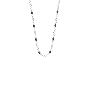 Naszyjnik 42+5 cm, czarna emalia, posrebrzany