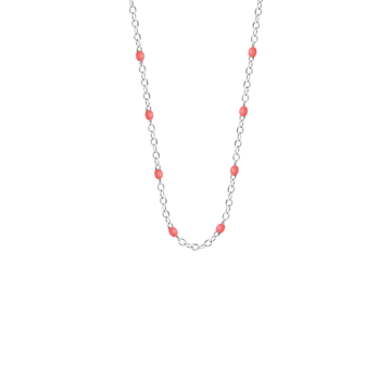 Naszyjnik 42+5 cm, koralowa emalia, posrebrzany